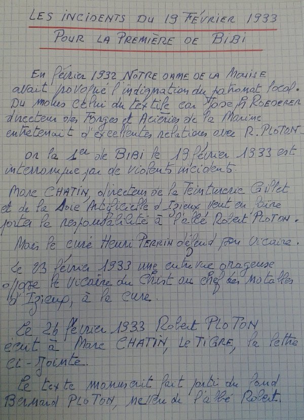 1933 : pièce 'Bibi'