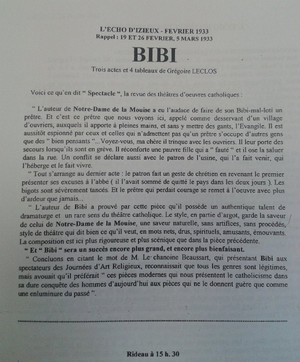 1933 : pièce 'Bibi'