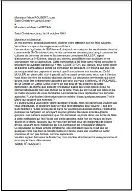 Dénonciation curé Roubert